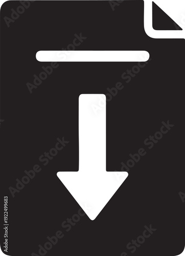 Obraz na plátne Minimalist download button icon with corner fold effect for user interface desig