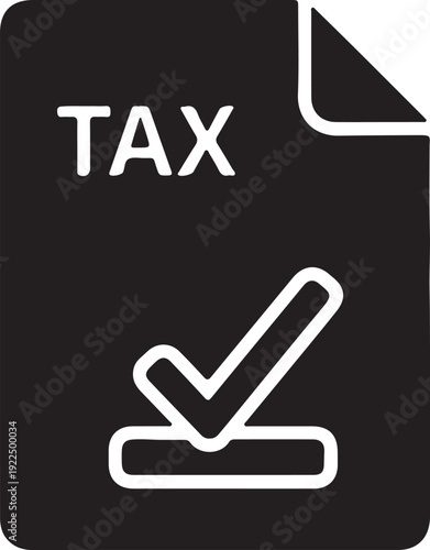 Modern tax document icon with checkmark symbol indicating approval or completion on clean folder style design