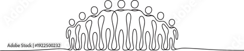 Diverse crowd of people in continuous line drawing style with simple black lines .Crowd People Continuous Line Drawing on white background for social media illustration