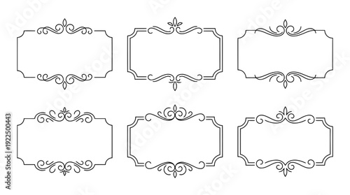 coupon, 6 black delicate line drawings vector set collection , white background , PNG and SVG