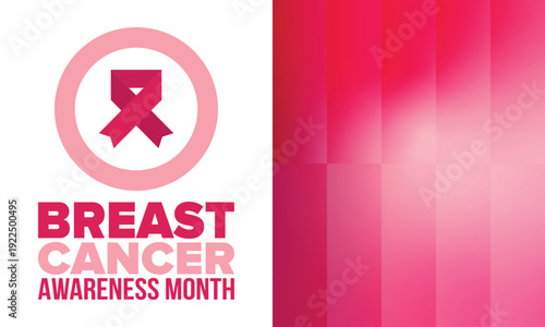 Breast Cancer Awareness Month. Pink october. Pink ribbon. Woman healthcare. Celebrate annual. Medic concept. Girl solidarity. Cancer prevention. Female disease. Poster, banner and background. Vector