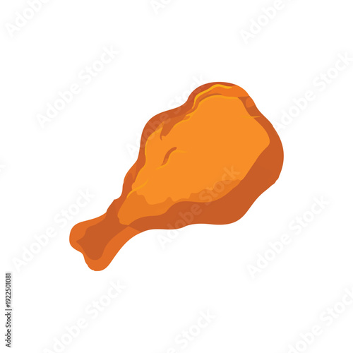 Slice of pizza fried chicken and orange on white background