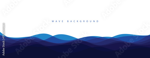 Blue Abstract Wave Background. Modern Flowing Ocean Banner Design