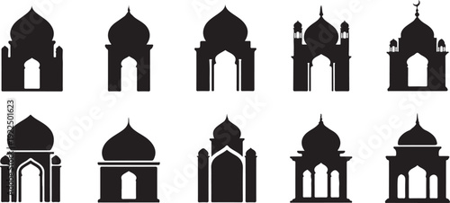 Collection of architectural silhouettes featuring arches and domes