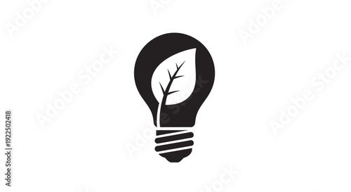 Eco-friendly light bulb with leaf symbolizing green energy and sustainability.