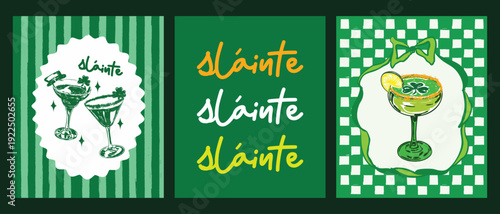Slainte Irish Cocktail Retro Poster Set