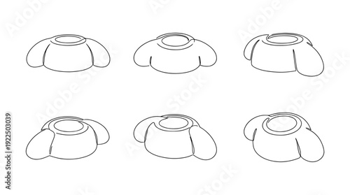 matador hat, 6 black delicate line drawings vector set collection , white background , PNG and SVG