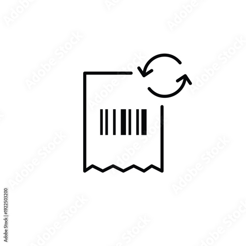 Barcode store shopping receipt and renew. Invoice update, transaction refresh. Pixel perfect, editable stroke vector icon