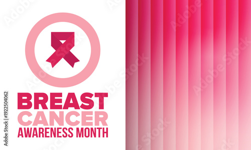 Breast Cancer Awareness Month. Pink october. Pink ribbon. Woman healthcare. Celebrate annual. Medic concept. Girl solidarity. Cancer prevention. Female disease. Poster, banner and background. Vector