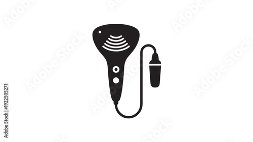 Vector Illustration Of Black Massager With Cord And Plug For Wellness And Relaxation Concept