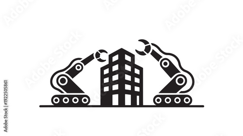 Robotic Construction Vector Illustration For Industry 4.0 And Automation Concept
