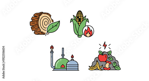 Biomass Energy Line creative modern color illustration