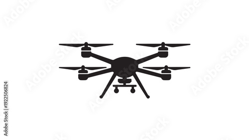 Black Drone Vector Illustration For Technology And Aerial Photography Concept
