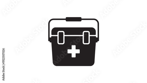 Black First Aid Kit Vector Illustration For Medical Emergency And Healthcare Concept