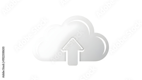 Cloud Upload Icon SVG Vector – Minimal Grey Cloud Storage Symbol Isolated on Transparent Background for Data Backup, Web Hosting, and Technology Design