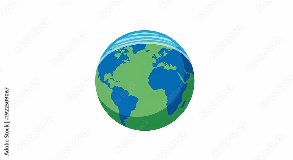 Fototapeta premium Colorful Graphic Illustration of Earth with Blue and Green Sections on White Background for Environmental and Educational Use