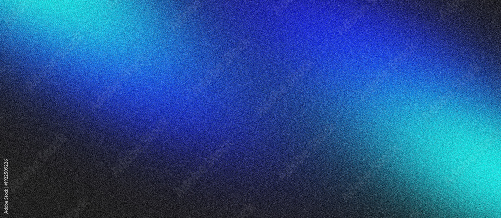 Obraz premium Abstract grainy noise texture background with a vibrant diagonal gradient from deep blue to bright cyan and subtle black, creating a modern and festive visual effect.
