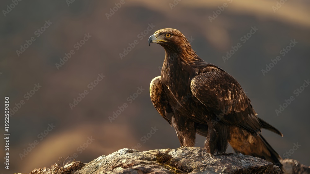 Fototapeta premium Majestic Golden Eagle Perched High A Symbol of Wild Beauty and Untamed Natural Power