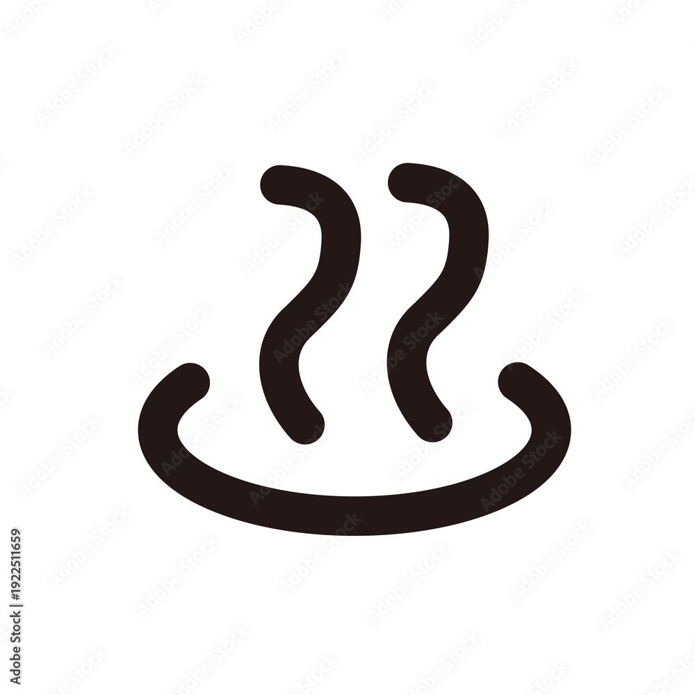 Fototapeta premium 温泉マーク シンプル アイコン セット 黒線 和風 湯気 記号