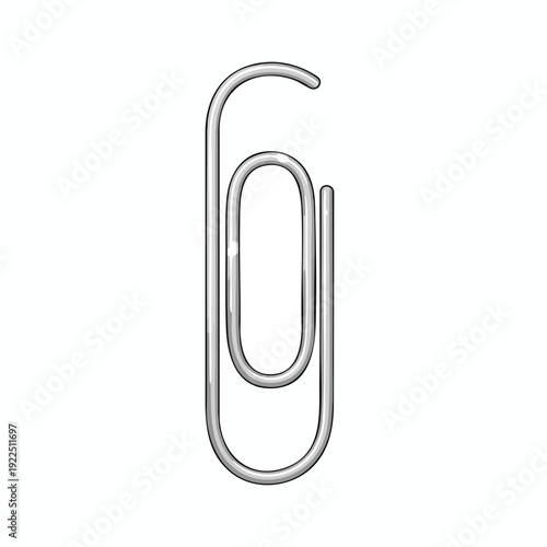 Close up of a Silver Paperclip on a White Background for Office and Stationery Use
