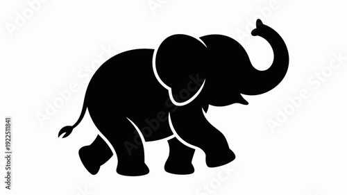 Gentle Giant Silhouette: A minimalistic black silhouette of an elephant in mid-stride, showcasing the iconic shape and majesty of this beloved animal.