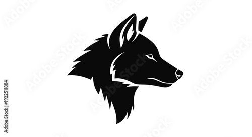 Black Silhouette of Wolf Head Profile.