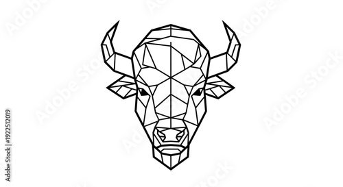 Geometric Low Poly Bull Head Illustration Art.