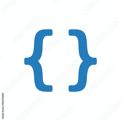 Close Up of Curly Braces on a White Background for Programming and Coding Design