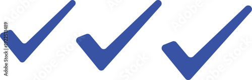 Three blue checkmarks on a white background