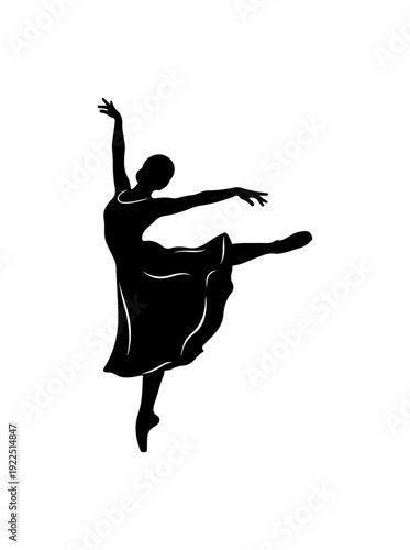 Elegant ballerina dancing dynamically in mid-air with poise