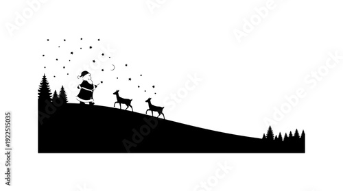 Santa Claus and Reindeer Silhouette