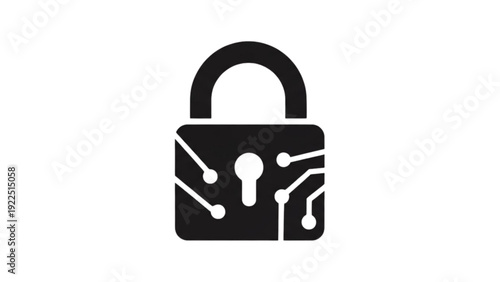 
Digital Padlock with Circuit Board Pattern Icon on White Background for Cyber Security and Data Protection Concept Use