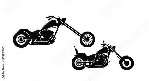 Two chopper motorcycles presented as a striking black silhouette