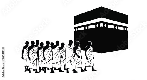 Pilgrims circumambulating the kaaba in mecca a striking silhouette