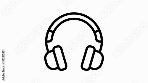 Headphone Icon: A minimalist icon of sleek, over-ear headphones, isolated. Perfect for tech designs and music applications.