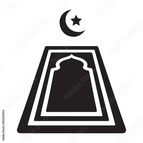 Ornamental Islamic prayer carpet with mosque niche design for Ramadan Mubarak festive template use