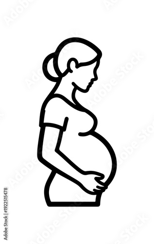 Pregnant woman cradling belly with care and anticipation