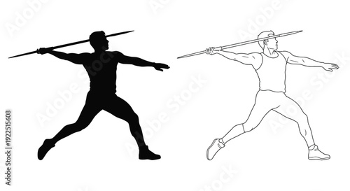 Javelin throwers in action a striking black silhouette