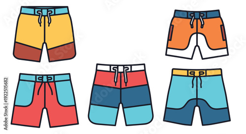 Board Shorts Line minimal smooth color illustration
