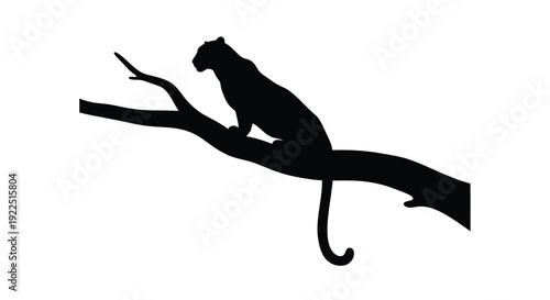 A black panther rests on a branch a striking silhouette