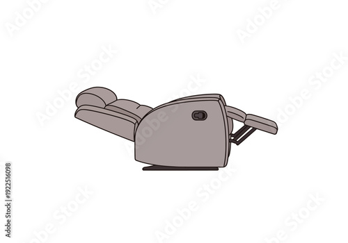 Side view illustration of a recliner chair fully extended