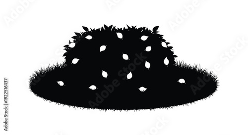 Stylized black silhouette of a bush with white highlights silhouette