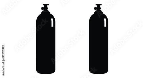 Two black oxygen tanks are displayed in a stark silhouette