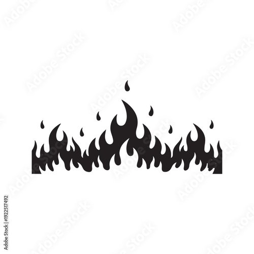 Black Fire Silhouette Border Design - Abstract Flame Background Illustration
