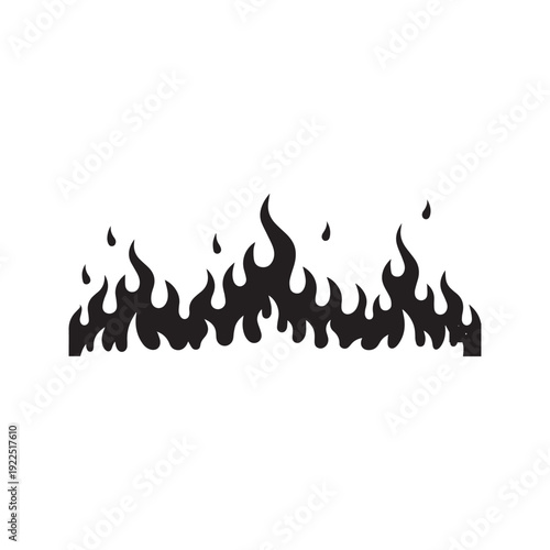 Black Fire Silhouette Border Design - Abstract Flame Background Illustration
