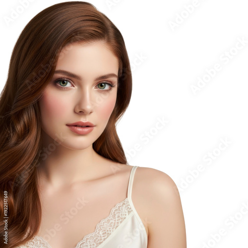 Beautiful woman with long wavy red hair