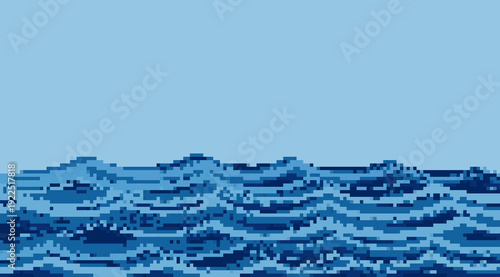 A pixel seascape with blue wave.