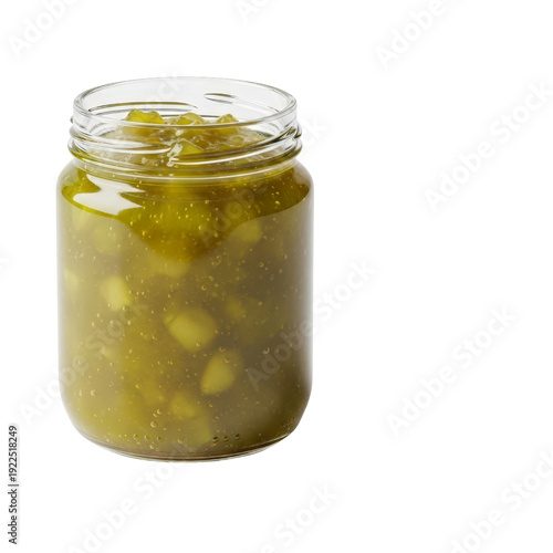Jar of green relish isolated On Transparent Background