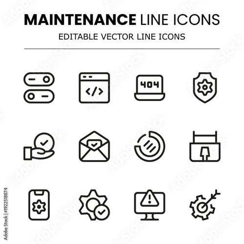Maintenance Professional Line Icon Set. Great for repair services, machinery upkeep, and preventive maintenance projects.