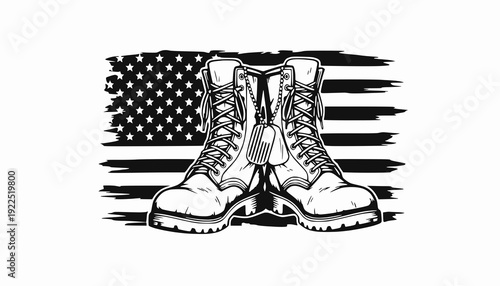 Military Boots with American Flag – Patriotic Symbol of Service